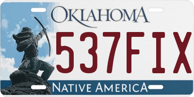 OK license plate 537FIX