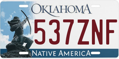OK license plate 537ZNF