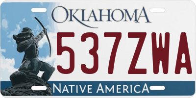 OK license plate 537ZWA