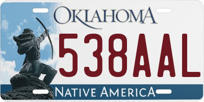 OK license plate 538AAL