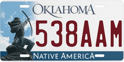 OK license plate 538AAM