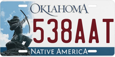 OK license plate 538AAT