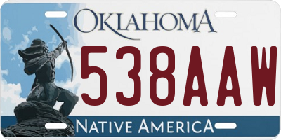 OK license plate 538AAW