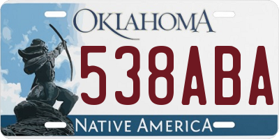 OK license plate 538ABA