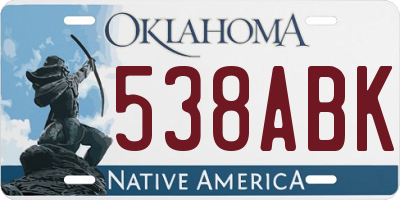 OK license plate 538ABK