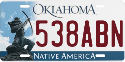 OK license plate 538ABN