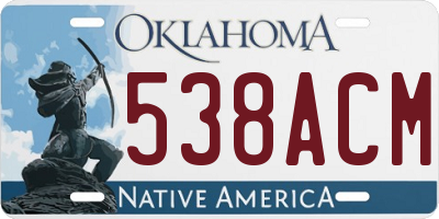 OK license plate 538ACM