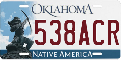 OK license plate 538ACR