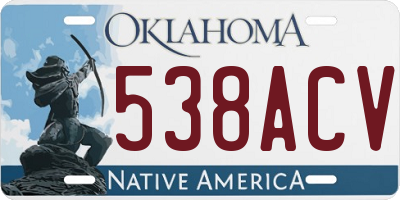 OK license plate 538ACV