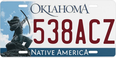 OK license plate 538ACZ