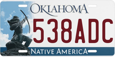 OK license plate 538ADC