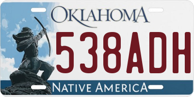 OK license plate 538ADH