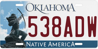 OK license plate 538ADW