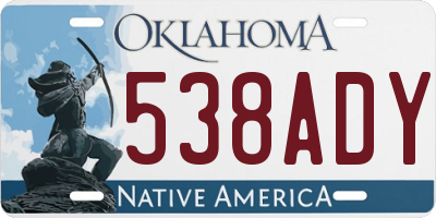 OK license plate 538ADY