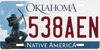 OK license plate 538AEN