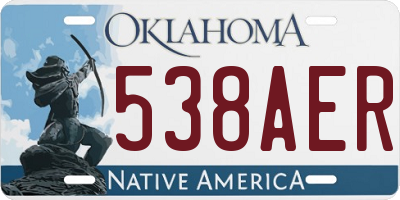 OK license plate 538AER
