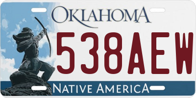 OK license plate 538AEW