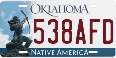 OK license plate 538AFD