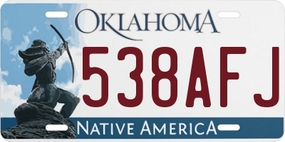 OK license plate 538AFJ