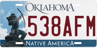 OK license plate 538AFM