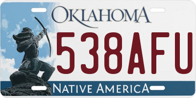 OK license plate 538AFU