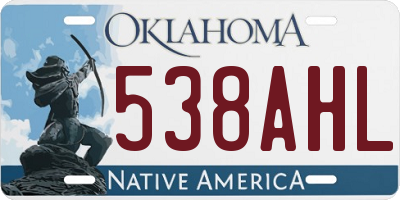 OK license plate 538AHL