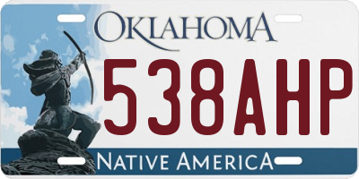 OK license plate 538AHP