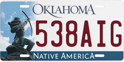 OK license plate 538AIG
