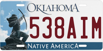 OK license plate 538AIM
