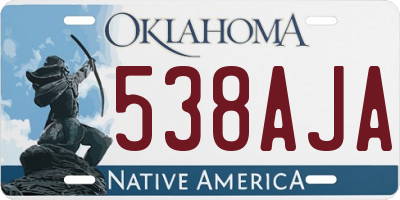 OK license plate 538AJA