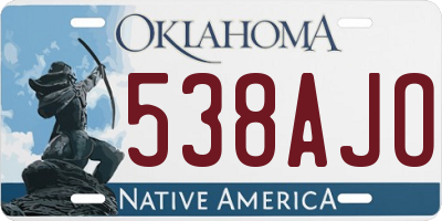 OK license plate 538AJO