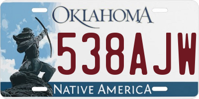 OK license plate 538AJW