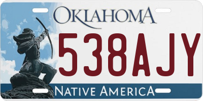 OK license plate 538AJY