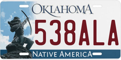 OK license plate 538ALA
