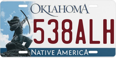 OK license plate 538ALH