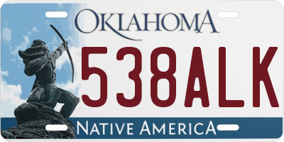 OK license plate 538ALK