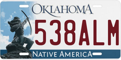 OK license plate 538ALM