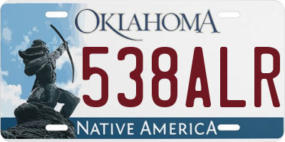 OK license plate 538ALR