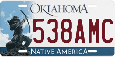 OK license plate 538AMC
