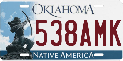 OK license plate 538AMK