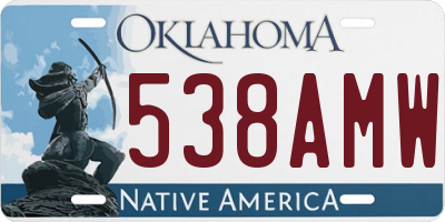 OK license plate 538AMW