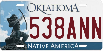 OK license plate 538ANN