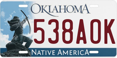 OK license plate 538AOK