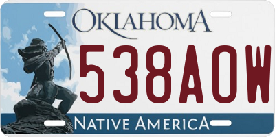 OK license plate 538AOW