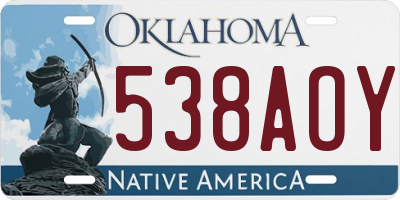 OK license plate 538AOY