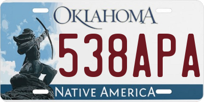 OK license plate 538APA