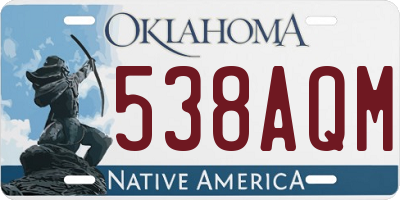 OK license plate 538AQM