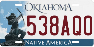 OK license plate 538AQO