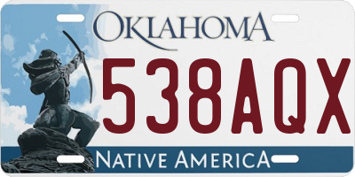 OK license plate 538AQX