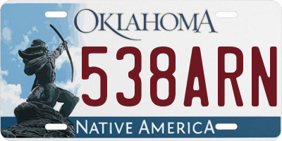 OK license plate 538ARN